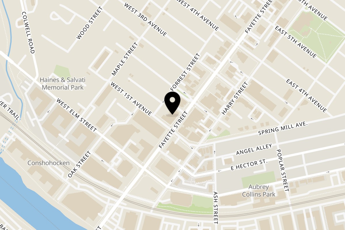 Map showing the location of Morning Talk Cafe on 108 1/2 Fayette St in Conshohocken